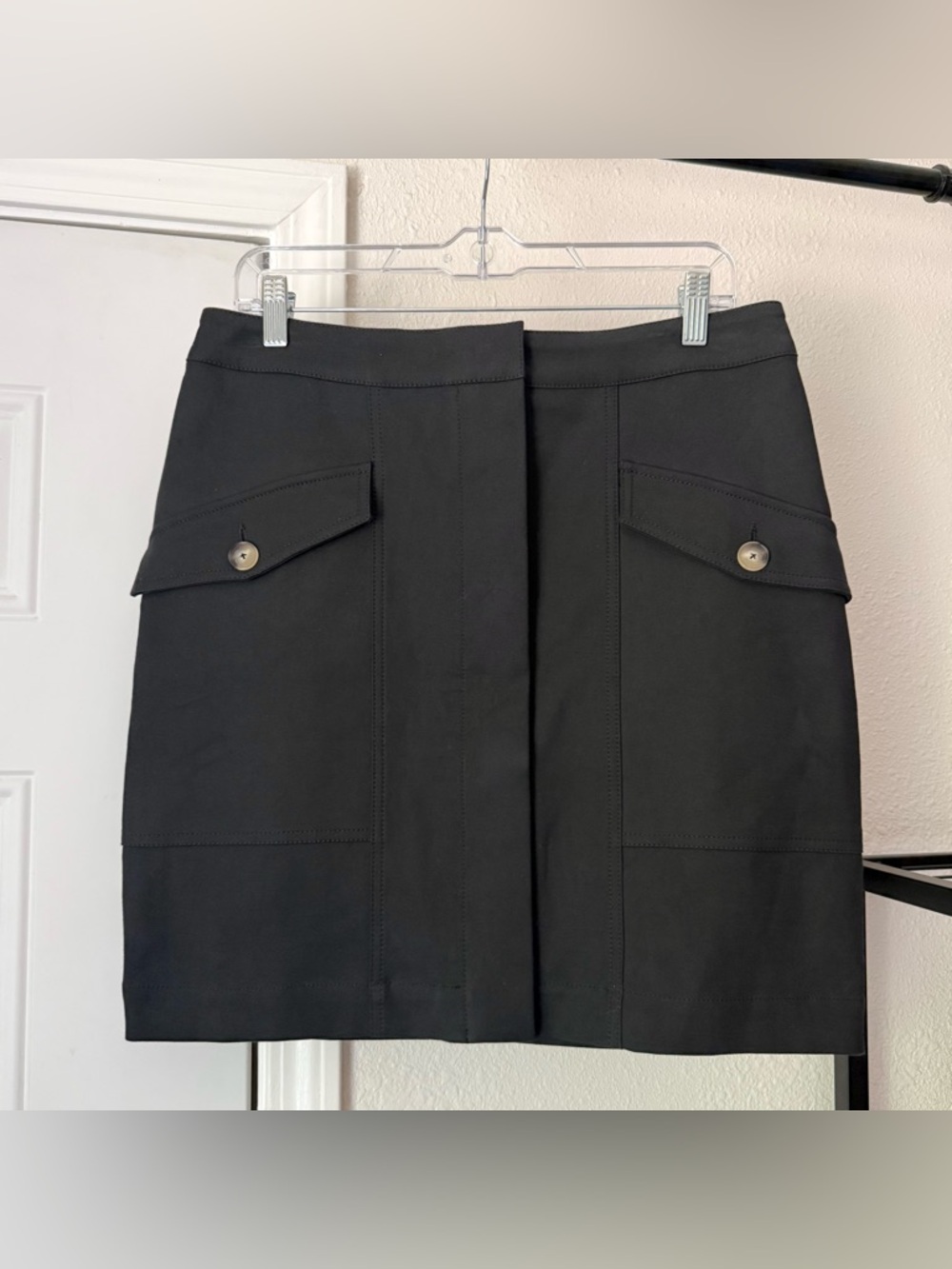 BA&SH black cotton blend cargo pocket mini‎ skirt